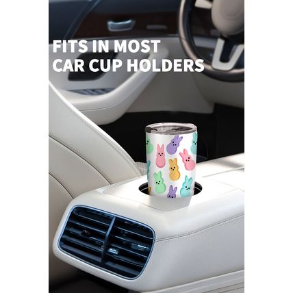 White Cute Bunny Printed Stainless Steel Thermal Vacuum Cup 20oz