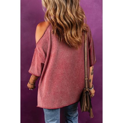 Clay One Shoulder Half Sleeve Oversized Tunic T Shirt