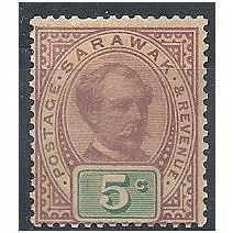 Sarawak 1891 SG12 5c Purple & Green Mounted.Mint.