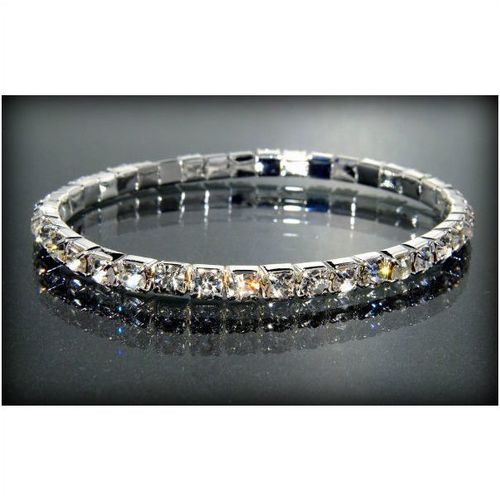 1 Row Wedding Party Clear Rhinestone Stretch Bangle Bracelet Jewellery 1337