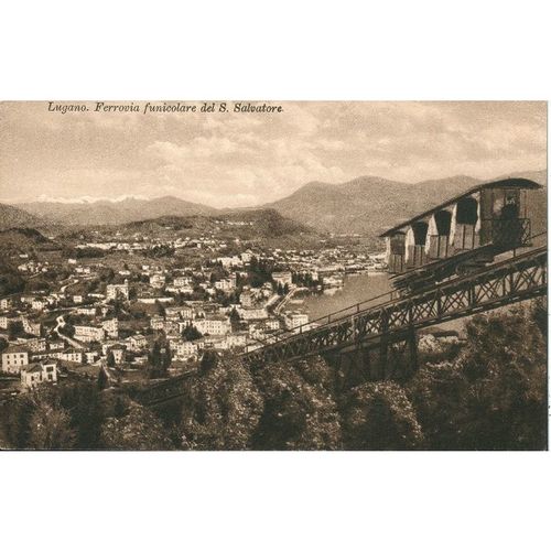 Switzerland PC - Lugano. Ferrovia funicolare del S. Salvatore - Paul Bender card