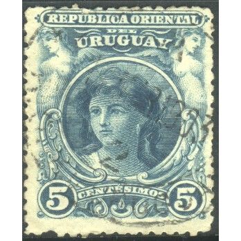 Uruguay 1900 - SG232b - 5c blue - Liberty Head - used