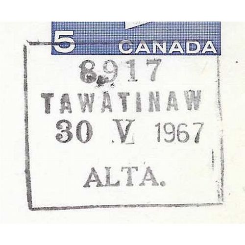 Tawatinaw MOON, Alberta cancel, 1967, RF C, CTO