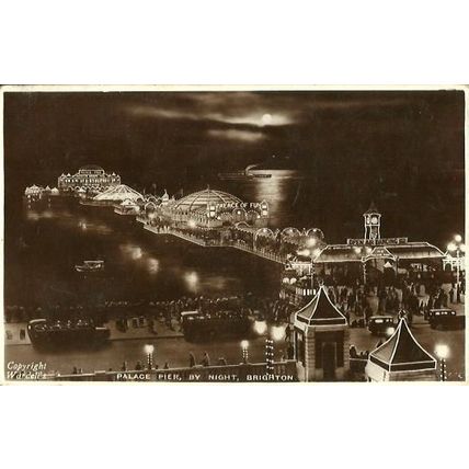 Sussex BRIGHTON Palace Pier Moonlight Postcard (Wardell - a)