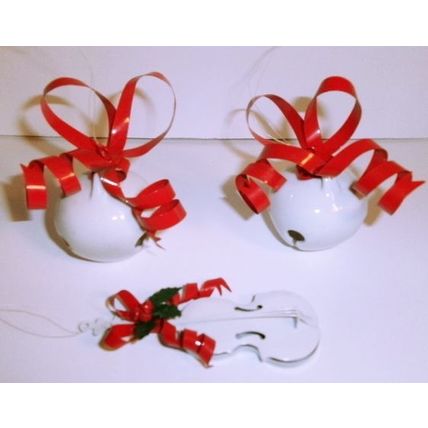 Vintage Dept 56 Christmas Ornaments Jingle Bells and Guitar