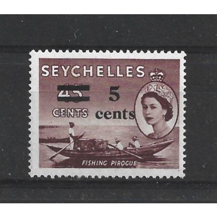 Seychelles.SG191 5c on 45c Fishing Pirogue (Purple-Brown).Mounted Mint.Sep24b