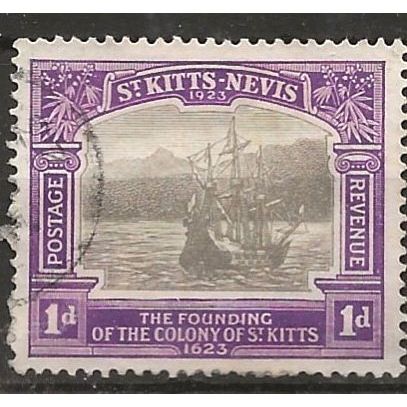St Kitts-Nevis 1923 SG49 1d Black & Bright Violet Fine Used .