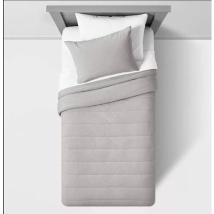 Twin Channel Jersey Kids' Comforter Set, Gray - Pillowfort