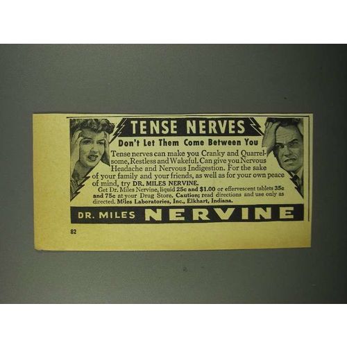 1946 Dr. Miles Nervine Ad - Tense Nerves