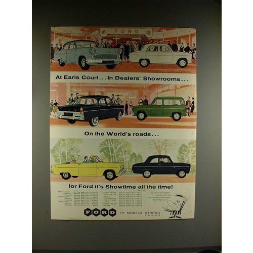 1958 Ford Consul, Zodiac, Zephyr Car Ad, At Earls Court