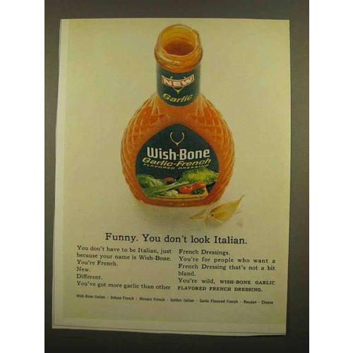 1965 Wish-Bone Garlic-French Dressing Ad - Funny