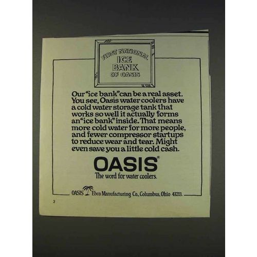 1977 Oasis Water Cooler Ad - Our Ice Bank Asset