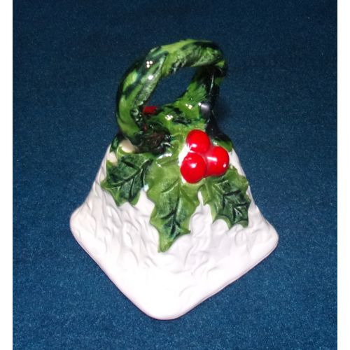 Lefton White Holly 3 ½" Christmas bell 6053 berries vintage good condition