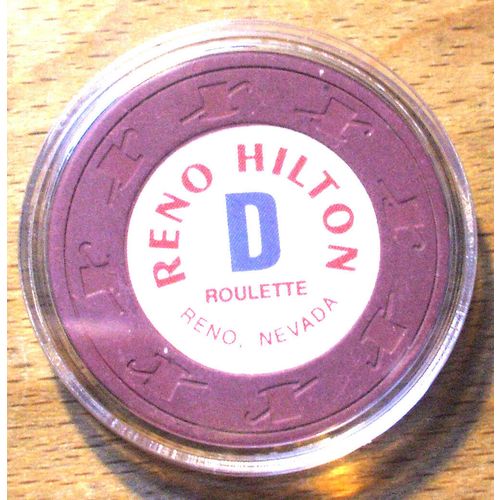 RENO HILTON Casino Roulette Chip - 1981 - Reno, Nevada - Brown - Table D