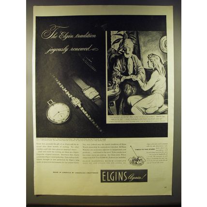 1946 Elgins Watches Advertisement - art by Ben Stahl - The Elgin tradition