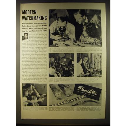 1946 Hamilton Watch Ad - Fulton Lewis, Jr. - Lester, Wesley, FL-12 and Lana