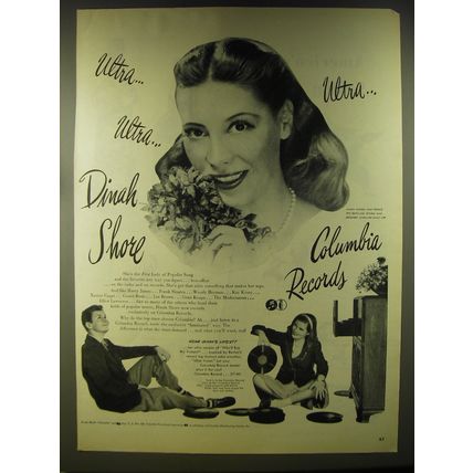 1946 Columbia Records Advertisement - Ultra.. Ultra.. Ultra.. Dinah Shore