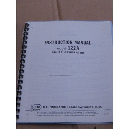 E-H Research Labs, Inc. Pulse Generator 122A Instruction Manual