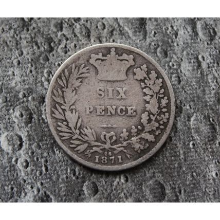 1871 Queen Victoria Silver Sixpence 6d British English 92.5% Silver Die 26