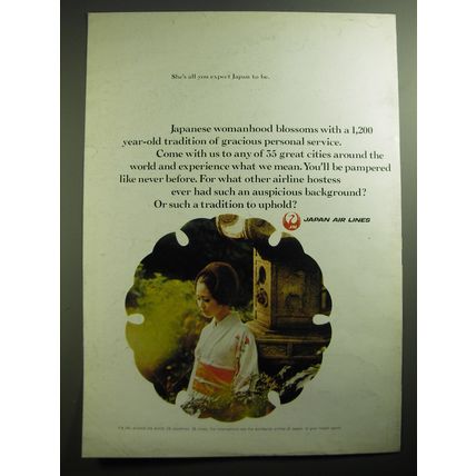 1970 Japan Air Lines Ad - Japanese womanhood blossoms with a tradition