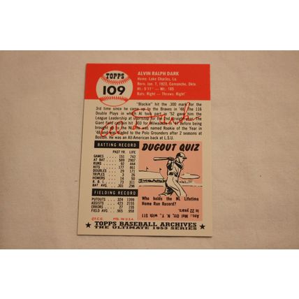 Alvin Al Dark 1991 Topps 1953 Archives NO. 109