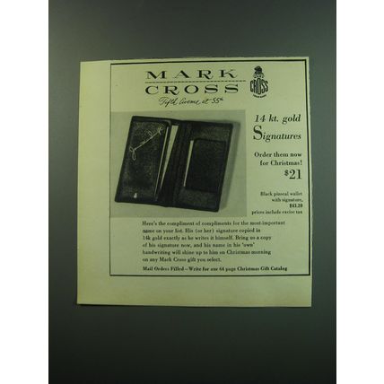 1949 Mark Cross Advertisement - Black pinseal Wallet with Signature