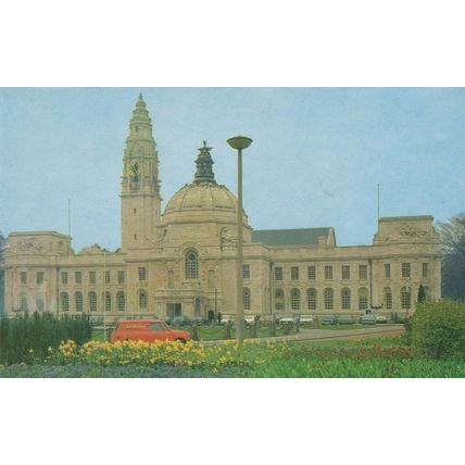 Royal Mail Post Office Van at Civic Centre Cardiff Welsh Postcard