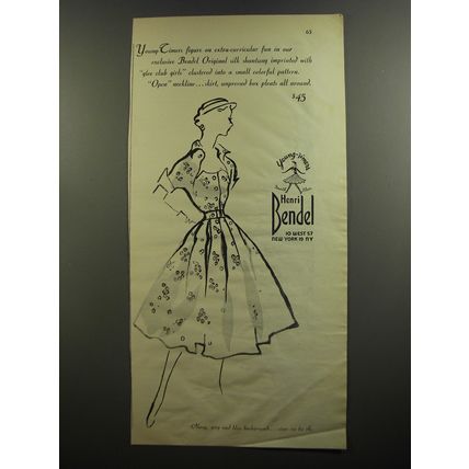 1952 Henri Bendel Young-Timers Dress Ad - figure on extra-curricular fun
