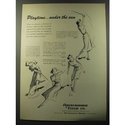 1953 Abercrombie & Fitch Sportswear Ad - Playtime under the sun