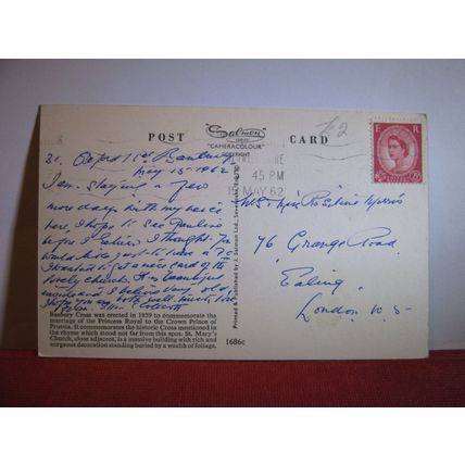 BANBURY CROSS, BANBURY, OXON. used vintage postcard.. by J. Salmon 1962 pm /