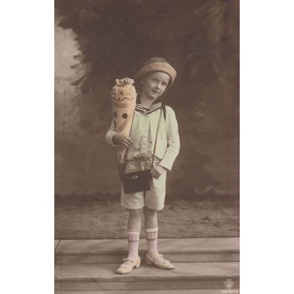 Edwardian Child With Giant Toy Ice Cream Cornet Old Postcard