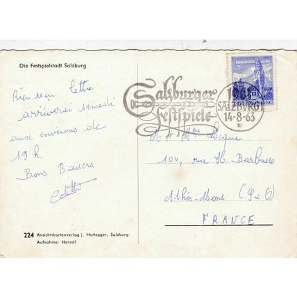 Austria Salzburger Festspiele cut out FDI Slogan 1963 VGC