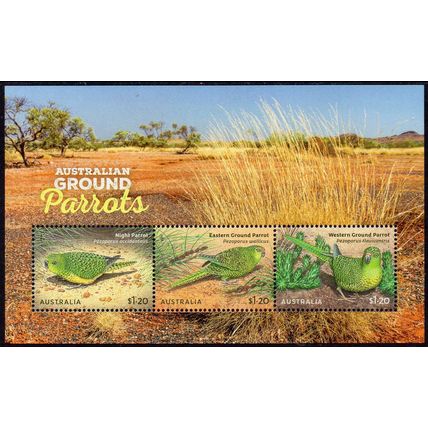 2024 AUSTRALIAN GROUND PARROTS, MINT MINIATURE SHEET.