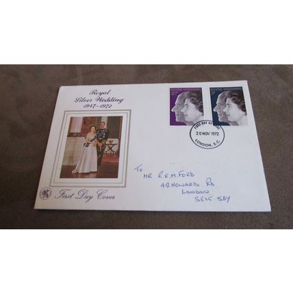 Wessex 1972 GB FDC Cover - Queen & Prince Phillip Royal Wedding Anniversary