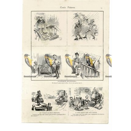 Aggressive Advertising, Victorian Humour, Book Illustration (Print), 1895
