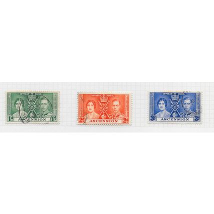 ASCENSION ISLAND 1937 KG6 CORONATION SET USED SG35/37 35 36 37 SG
