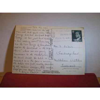 BENIDORM, SPAIN. used postcard 1985 postmark =