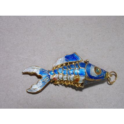 Vintage Cloisonne Enamel Fish Koi Articulated 2"