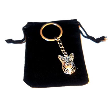 PEMBROKE WELSH CORGI ROYAL CORGI DOG KEY RING WITH KEY CHAIN & VELVET GIFT BAG