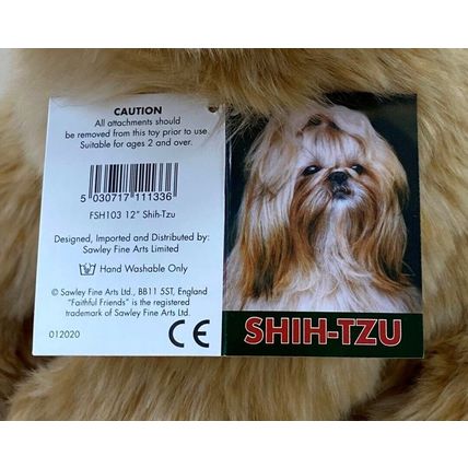 Shih Tzu Golden 12" toy dog as it is, personalised, gift wrapped, 3 options