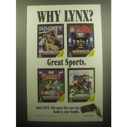 1993 Atari Lynx Video Game System Advertisement - Why Lynx? Great Sports