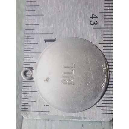 Vintage PISCES Wells Sterling Silver Disc Bracelet Charm Pendant BILL on back