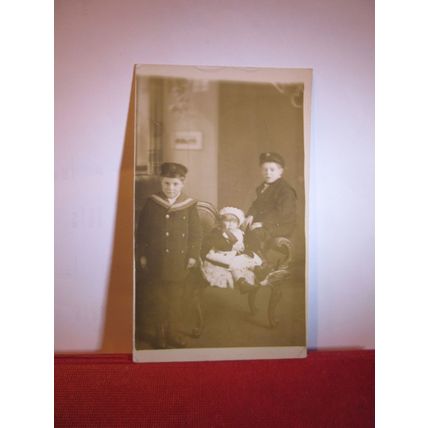 3 children. antique photograph postcard by Oxford Electric Studio, CARDIFF=