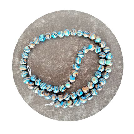Blue Dyed Malachite 6mm Natural Stone Beads String Avg 64 Beads 15" long NB5