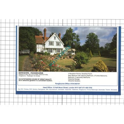 Pangbourne Berkshire House Sale Advert - 1991 Clipping