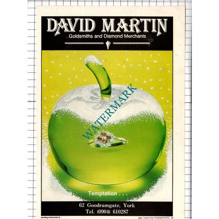 David Martin Goldsmiths York Advert - 1988 Cutting
