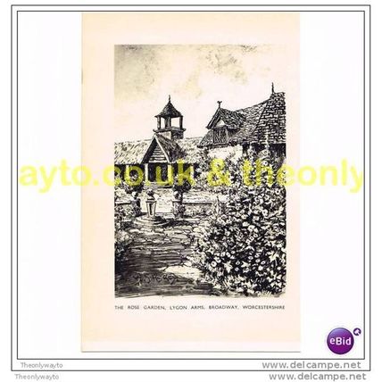 THE ROSE GARDEN, LYGON ARMS, BROADWAY, WORCS, Book Illustration, 1936