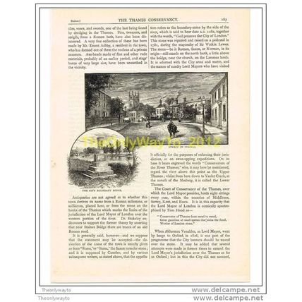 STREET IN STAINES AND CITY BOUNDARY STONE, BOOK ILLUSTRATION (PRINT)