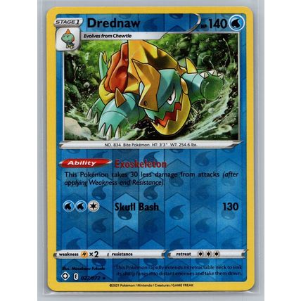 Pokemon Card Shining Fates #027 / 072 Drednaw Reverse Holo TCG Rare