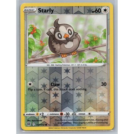 Pokemon Card Brilliant Stars #117 Starly Reverse Holo Sword and Shield Cards TCG